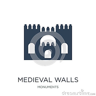 medieval walls in avila icon in trendy design style. medieval walls in avila icon isolated on white background. medieval walls in Vector Illustration