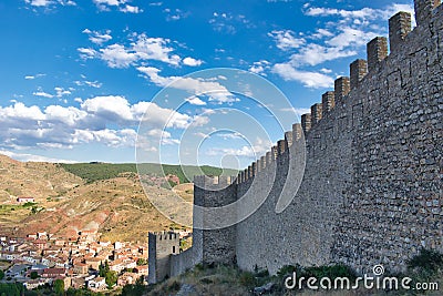 Medieval walls of the town of Albarracin in Teruel, Spain Stock Photo