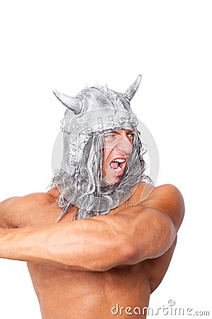 Medieval warior in rage. Stock Photo