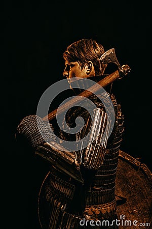 Medieval warrior of Kievan Rus` Stock Photo