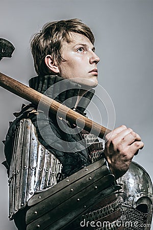 Medieval warrior of Kievan Rus` Stock Photo