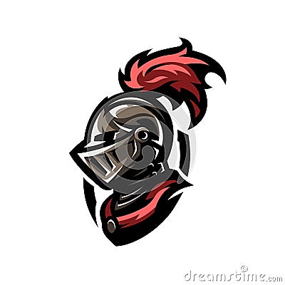 Medieval warrior knight in helmet. Vector Illustration