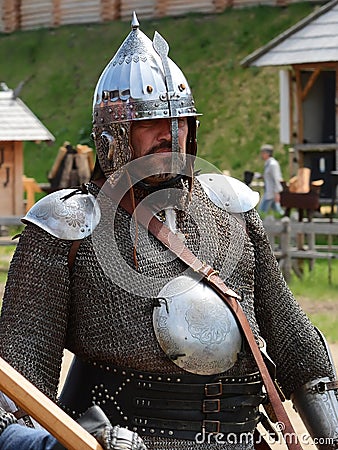 Medieval warrior - rich Kievan Rus knight Editorial Stock Photo