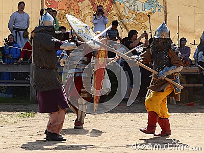 Medieval Warriors Fight Editorial Stock Photo