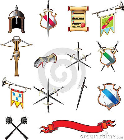 Medieval weapon icon set Vector Illustration