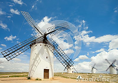 Medieval Windmills of Campo de Criptana Stock Photo