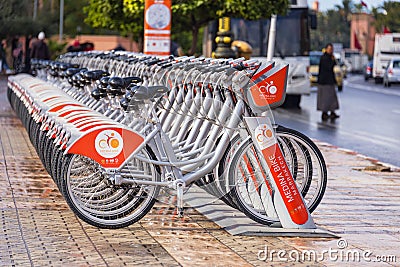 Medina Bike bicycles renting station in Marrakech Editorial Stock Photo