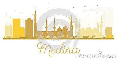 Medina City skyline golden silhouette. Cartoon Illustration