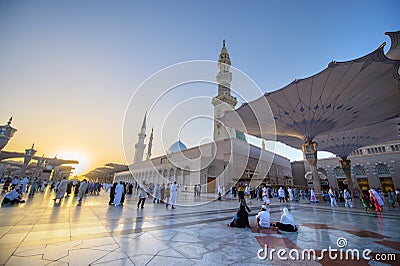 MEDINA, SAUDI ARABIA (KSA) - MARCH 21: SUnset at Nabawi Mosque Editorial Stock Photo