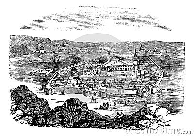 Medina, Saudi Arabia, vintage engraving Vector Illustration