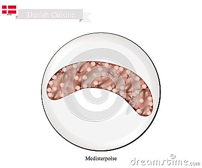 Medisterpolse or Pork Sausage, A Popular Dish in Denmark Vector Illustration