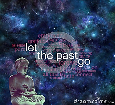 Meditate and Let the Past Go Word Cloud Stock Photo