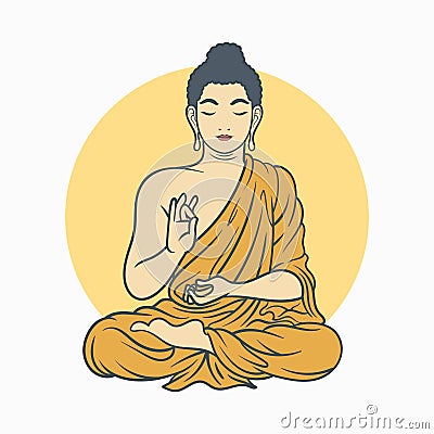 Meditating buddha cartoon illustration design Cartoon Illustration