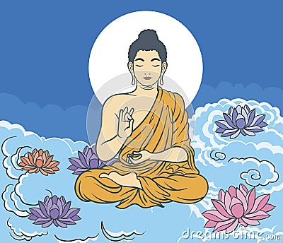 Meditating buddha cartoon illustration design Cartoon Illustration