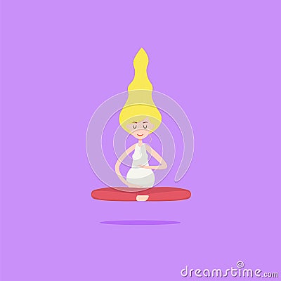 Meditating girl in the lotus position Vector Illustration