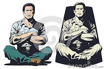 Meditating man. Stock illustration Vector Illustration