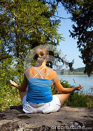 Meditating woman Stock Photo