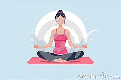 Meditating yoga lotus pose calm tranquil people, meditating practicing yoga characters Stock Photo