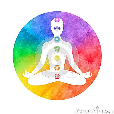 Meditation, aura and chakras Vector Illustration