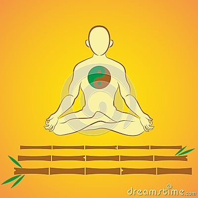 Yoga meditation on bamboo sticks Vector Illustration