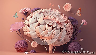 Meditation Brain. Generative AI Stock Photo