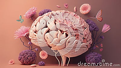 Meditation Brain. Generative AI Stock Photo