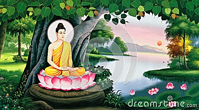 The meditation of Buddha image Editorial Stock Photo