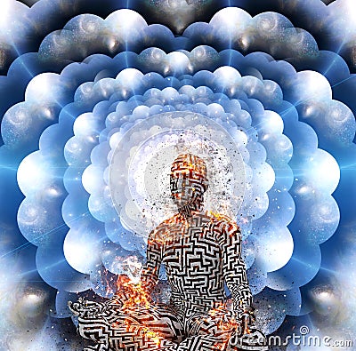 Meditation. Multi layered spaces Stock Photo