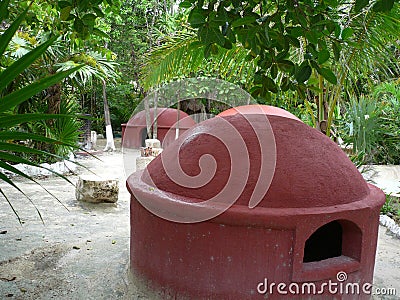 Meditation huts Stock Photo