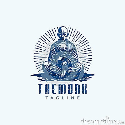 Meditation Monk Logo Design Vector Illustration Template Idea Vector Illustration