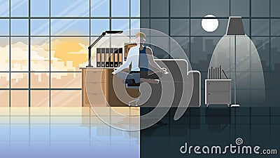 Meditation, Peaceful mind and Mindfulness to reduce stress from hard work Vector Illustration