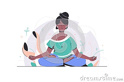 Meditation practice. Vector yoga health benefits of the body, mind and emotions. Zen. Business relax Vector Illustration