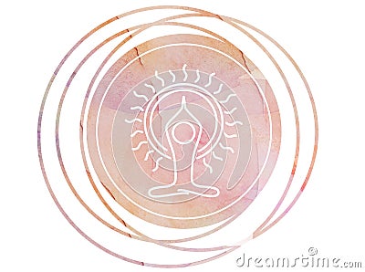 Circular Watercolor mandala meditation Symbol lotus Stock Photo