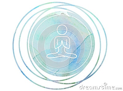 Circular watercolor mandala meditation Symbol Om lotus Stock Photo