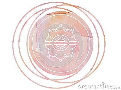 Circular watercolor mandala meditation Symbol lotus Stock Photo