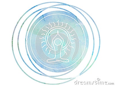 Circular Watercolor mandala meditation Symbol Om lotus Stock Photo