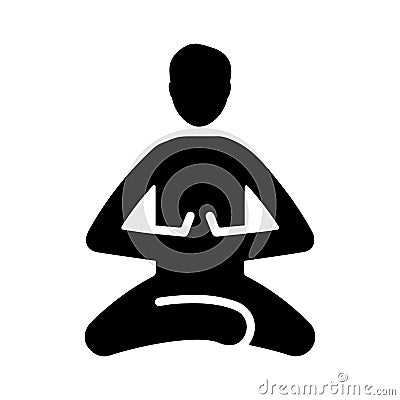 Meditation, relax, yoga icon / black color Vector Illustration