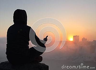 Meditation at Sunrise Stock Photo