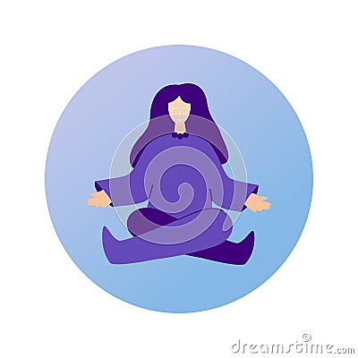 Meditation Woman Circle Icon Vector Illustration