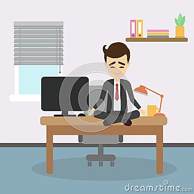 Meditation at work. Vector Illustration