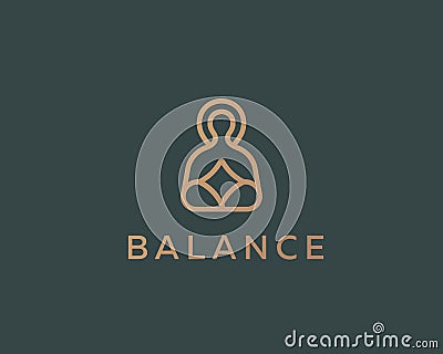 Meditation yoga linear logo design. Zen balance vector logotype. Vector Illustration