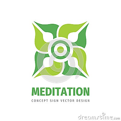 Meditation yoga logo design. Health wellness sign. Healthy cosmetics symbol. Vector Illustration