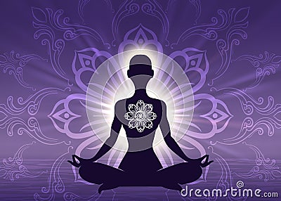 Meditation yoga woman silhouette Vector Illustration