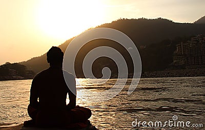 Meditative postures - Daily Retuals- Hindu Sadhu Stock Photo