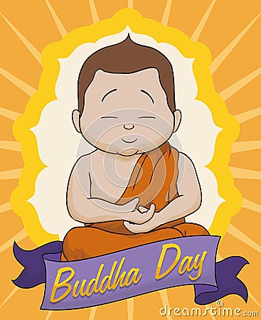 Meditative Scene in Buddha Day, Vector Illustration Vector Illustration