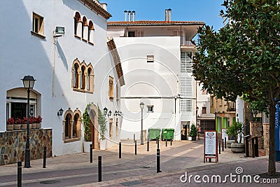 Tossa de Mar, Spain, August 2018. Typical mediterranean street in a small town. Editorial Stock Photo