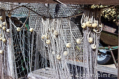 Mediterranean authentic fishernets Stock Photo