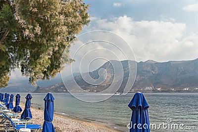 Mediterranean beach on Greek Telendos island Stock Photo