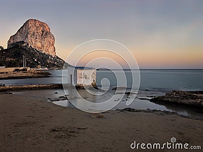 Mediterranean beach at sunset. Calpe Stock Photo