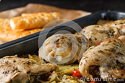 Mediterranean Chicken with Vegetable Stock Photo